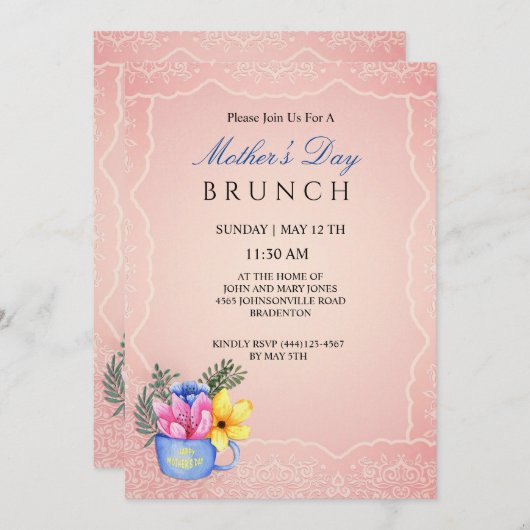 Moederdag bloeit in een kopje kaart (Voorkant / Achterkant)