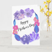 Moederdag Bloem Blauwe Bloemstuk Custom Design Kaart (Gele Bloem)