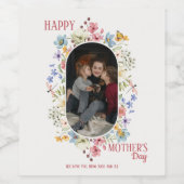 Moederdag bloem kader foto  wijn etiket (Enkel label)