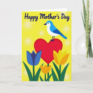 Moederdag bloem kunstkaart Blue Bird Kaart