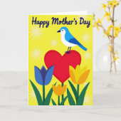 Moederdag bloem kunstkaart Blue Bird Kaart (Gele Bloem)
