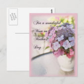 Moederdag bloem op tafel briefkaart (Voorkant / Achterkant)
