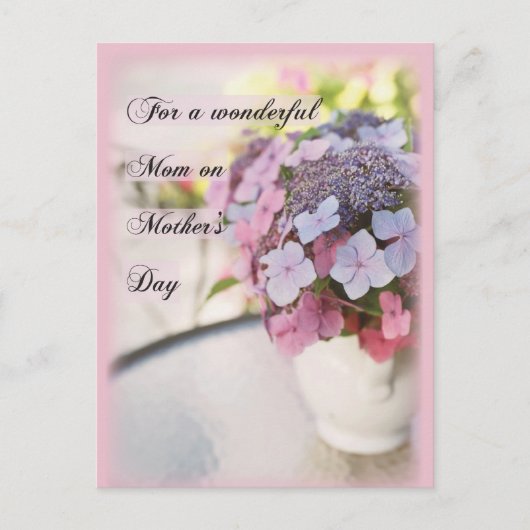 Moederdag bloem op tafel briefkaart (Voorkant)
