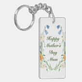 Moederdag Bloemen Botanische rustieke groen Sleutelhanger (Voorkant Links)