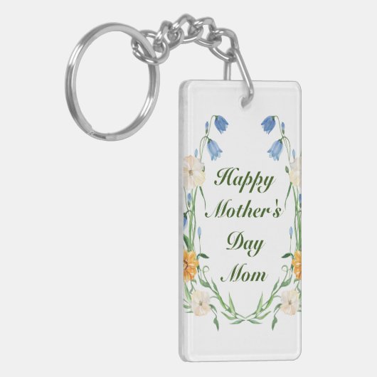 Moederdag Bloemen Botanische rustieke groen Sleutelhanger (Voorkant Links)