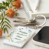Moederdag Bloemen Botanische rustieke groen Sleutelhanger (Voorkant Rechts)
