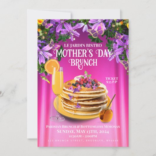 Moederdag Bloemen Brunch Flyer Kaart (Voorkant)