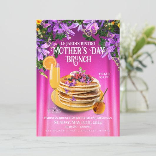 Moederdag Bloemen Brunch Flyer Kaart (Staand voorkant)