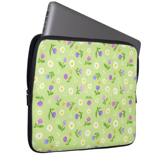 Moederdag bloemen en bijen, hoesje voor bloemperzi laptop sleeve (Voorkant Rechts)