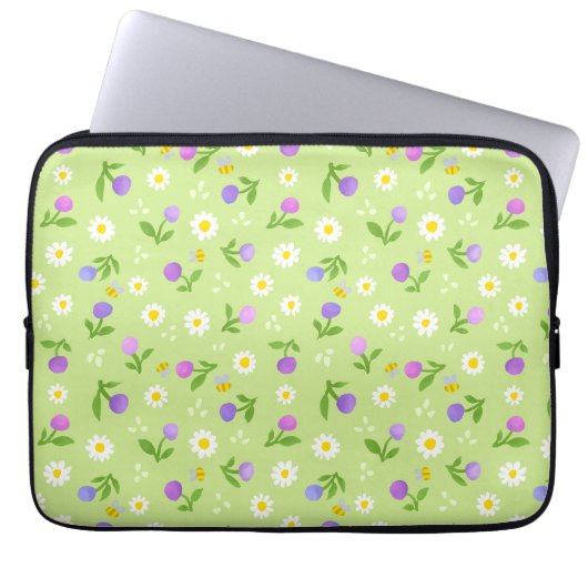 Moederdag bloemen en bijen, hoesje voor bloemperzi laptop sleeve (Voorkant)