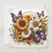 Moederdag Bloemen en Vlinder Feestdagenkaart (Voorkant)