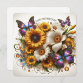 Moederdag Bloemen en Vlinder Feestdagenkaart (Voorkant / Achterkant)