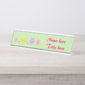 Moederdag Bloemen en Vlinders Aangepast Bureau Naambordje (Voorkant)
