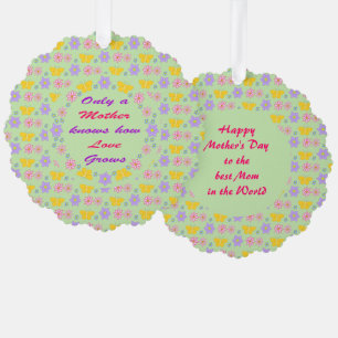 Moederdag Bloemen en Vlinders Aangepast Ornament Kaart