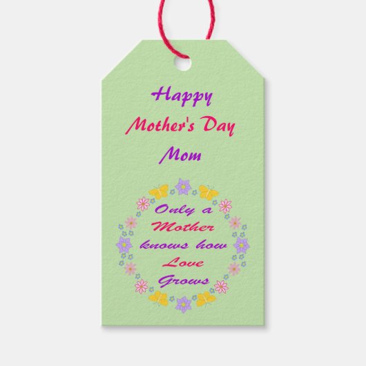Moederdag Bloemen en Vlinders Aangepaste Bericht Cadeaulabel (Voorkant)