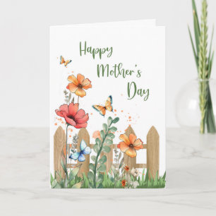 Moederdag Bloemen en Vlinders Kaart