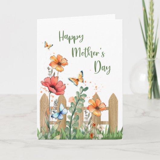 Moederdag Bloemen en Vlinders Kaart (Voorkant)