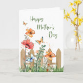 Moederdag Bloemen en Vlinders Kaart (Gele Bloem)
