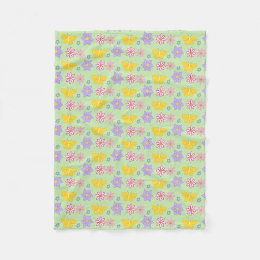 Moederdag Bloemen en Vlinders Patterned Fleece Deken (Voorkant)