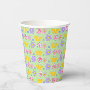 Moederdag Bloemen en Vlinders Patterned Papieren Bekers
