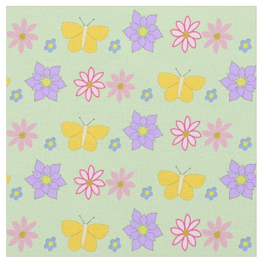 Moederdag Bloemen en Vlinders Patterned Stof (Close Up)