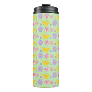 Moederdag Bloemen en Vlinders Patterned Thermosbeker