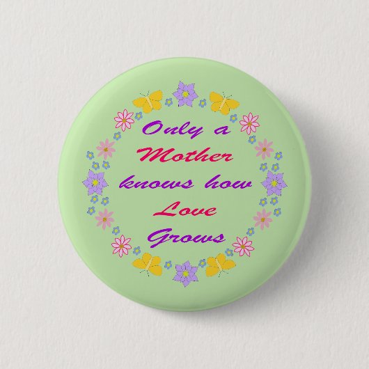 Moederdag Bloemen en Vlinders Ronde Button 5,7 Cm (Voorkant)