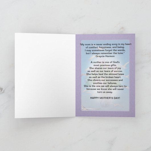 Moederdag, Bloemen en Vogels Kaart (Binnen)