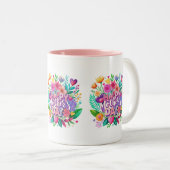 Moederdag Bloemen Happy Moederdag Gift Tweekleurige Koffiemok (Voorkant rechts)