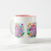 Moederdag Bloemen Happy Moederdag Gift Tweekleurige Koffiemok (Voorkant links)