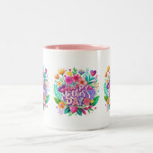 Moederdag Bloemen Happy Moederdag Gift Tweekleurige Koffiemok (Center)