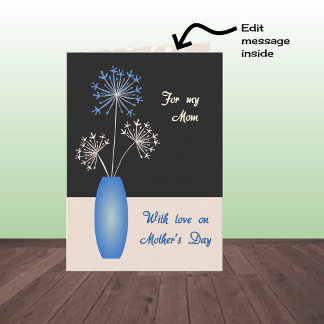 Moederdag bloemen in blue vase moderne mam kaart