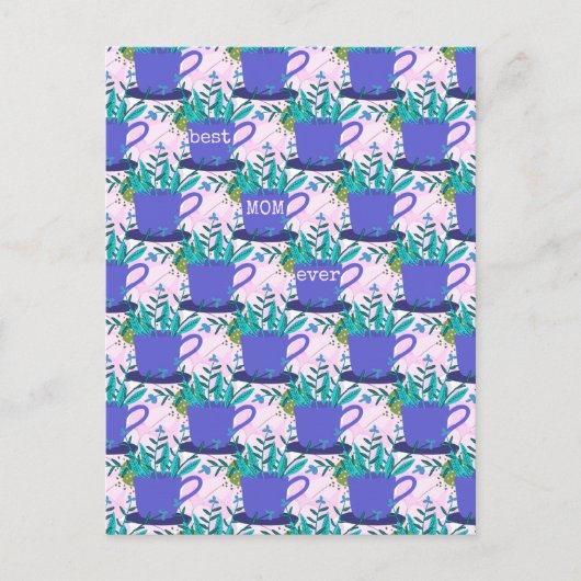 Moederdag Bloemen in een Mok Briefkaart (Voorkant)