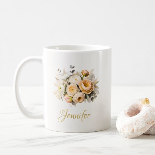 Moederdag bloemen mok Gepersonaliseerd cadeau (Met donut)