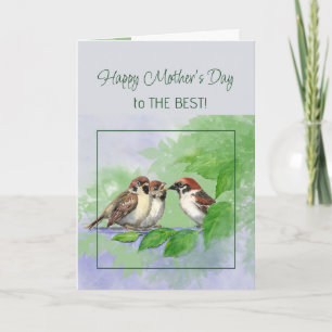 Moederdag Bloemen Mus Vogels Schattig Kaart