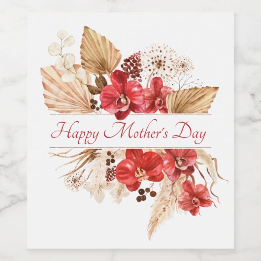 Moederdag Bloemen Party Papier Bord Wijn Etiket (Enkel label)