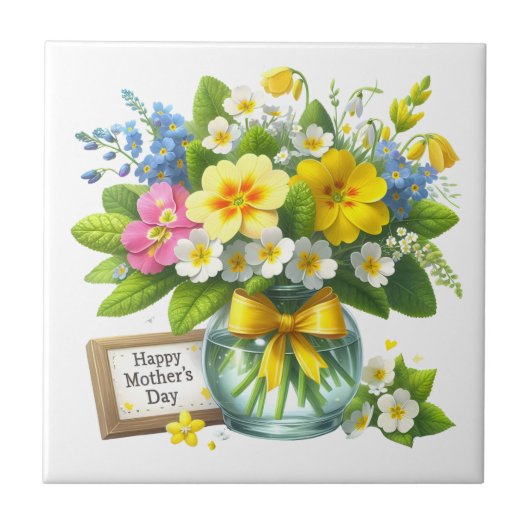 Moederdag Bloemen Tegeltje (Voorkant)