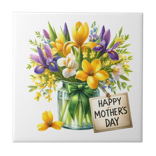 Moederdag Bloemen Tegeltje (Voorkant)