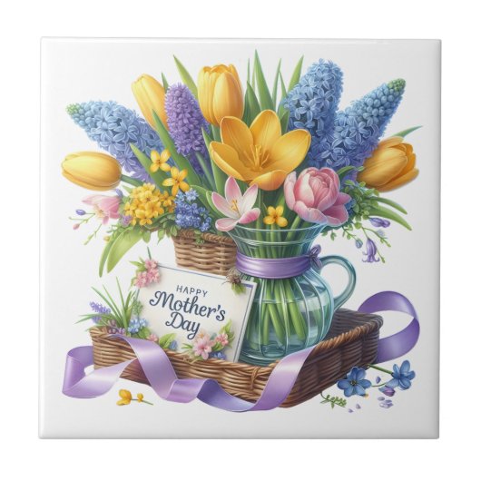 Moederdag Bloemen Tegeltje (Voorkant)