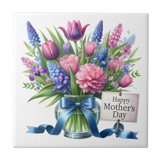 Moederdag Bloemen Tegeltje (Voorkant)