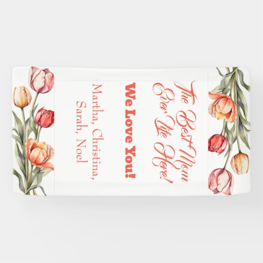 Moederdag Bloemen Tulpen Waterverf. Banne Spandoek (Horizontaal)