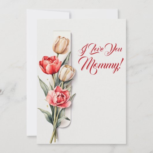 Moederdag Bloemen Tulpen Waterverf Feestdagenkaart (Voorkant)