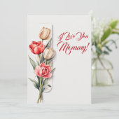 Moederdag Bloemen Tulpen Waterverf Feestdagenkaart (Staand voorkant)