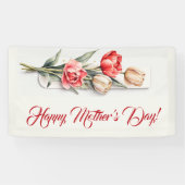 Moederdag Bloemen Tulpen Waterverf Spandoek (Horizontaal)