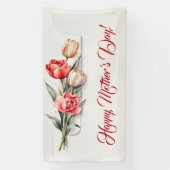 Moederdag Bloemen Tulpen Waterverf Spandoek (Verticaal)