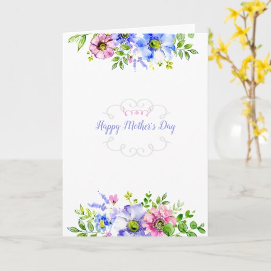 Moederdag bloemen wenskaart (optionele foto) kaart (Gele Bloem)