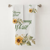 Moederdag Bloemen Zonnebloemen Waterverf Bad Handdoek (Insitu)