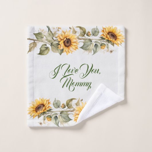 Moederdag Bloemen Zonnebloemen Waterverf Bad Handdoek (Wasdoekje)