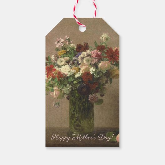 Moederdag - Bloemenboeket | Franse beeldende kunst Cadeaulabel (Achterkant)