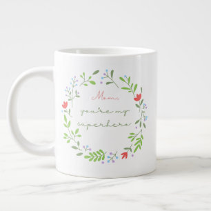 Moederdag bloemengroen superheld moeder grote koffiekop